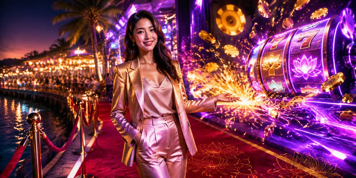Màn hình slot game neon sáng rực tại Phú Quốc với giao diện điện thoại hiện đại